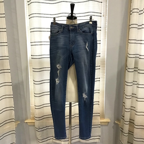 KanCan Women Size 26 Distressed Denim Skinny Jeans Casual Modern Boho Stretch - Picture 1 of 13